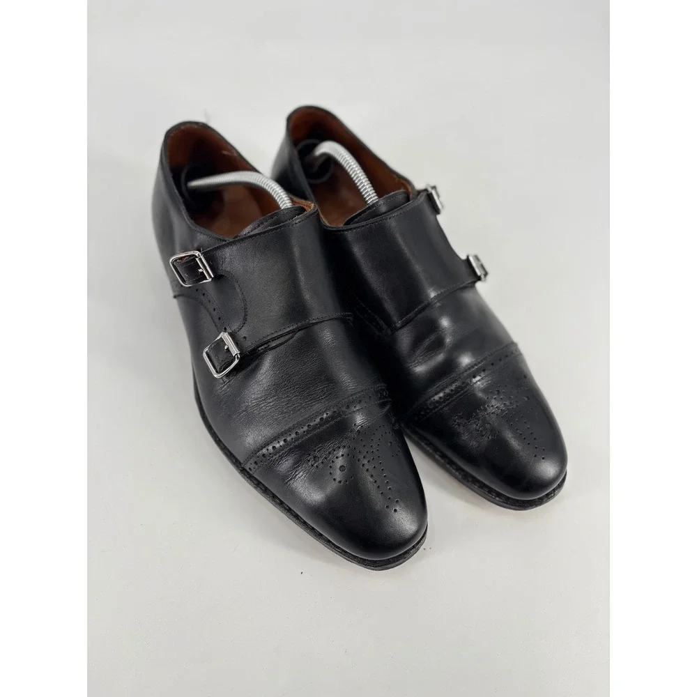 Allen Edmonds St. Johns Mens Black Leather Double Monk Strap Brogue Shoes